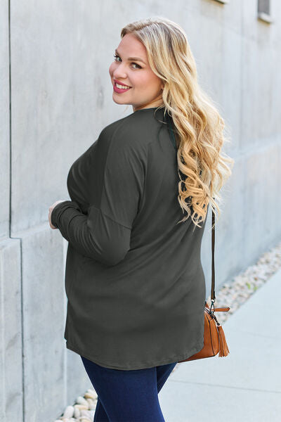 Basic Bae Full Size Round Neck Dropped Shoulder T-Shirt - Charming Charlie