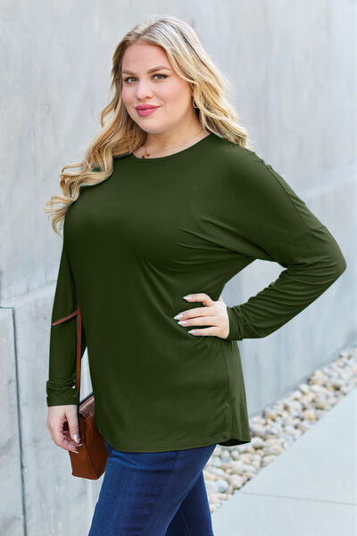 Basic Bae Full Size Round Neck Dropped Shoulder T-Shirt - Charming Charlie