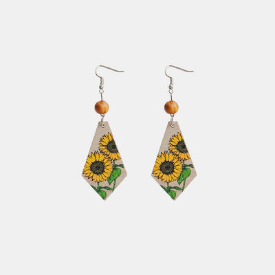 Floral Wooden Teardrop Earrings - Charming Charlie