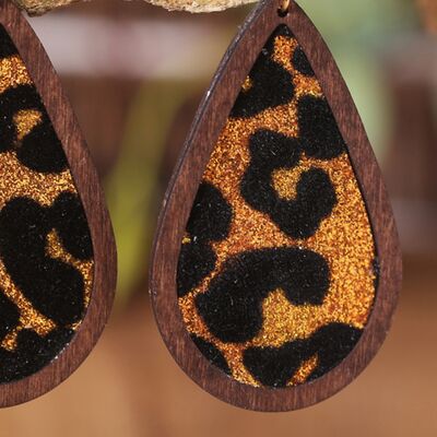 Sequin Wood Teardrop Earrings - Charming Charlie