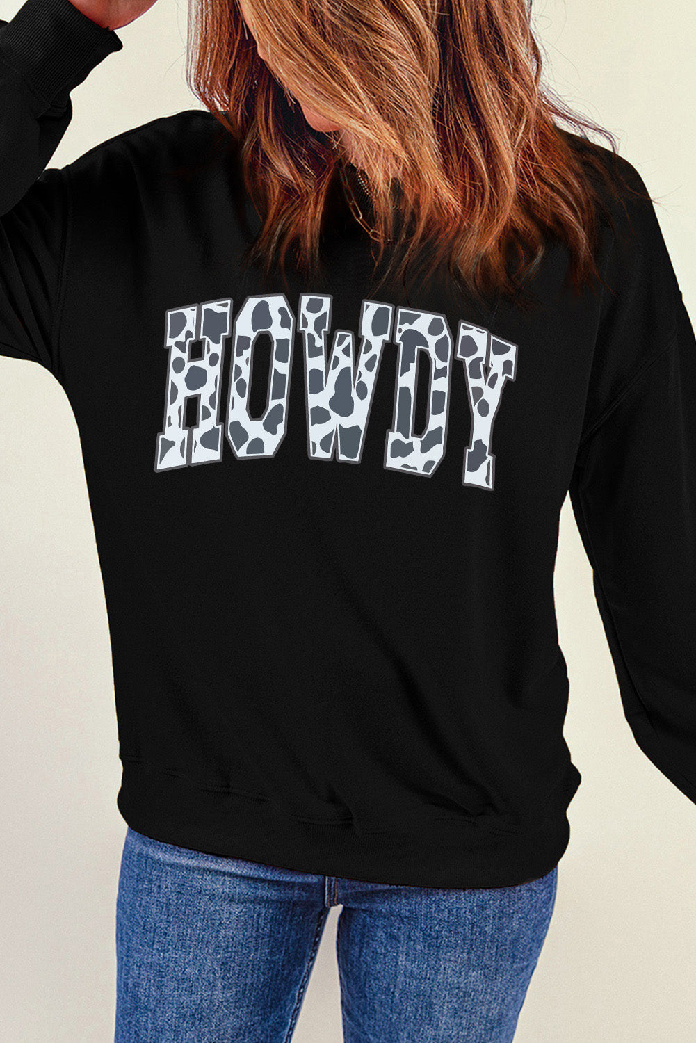 Round Neck Long Sleeve Howdy Graphic Sweatshirt - Charming Charlie