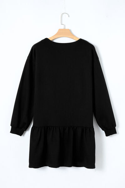 Round Neck Dropped Shoulder Mini Dress - Charming Charlie