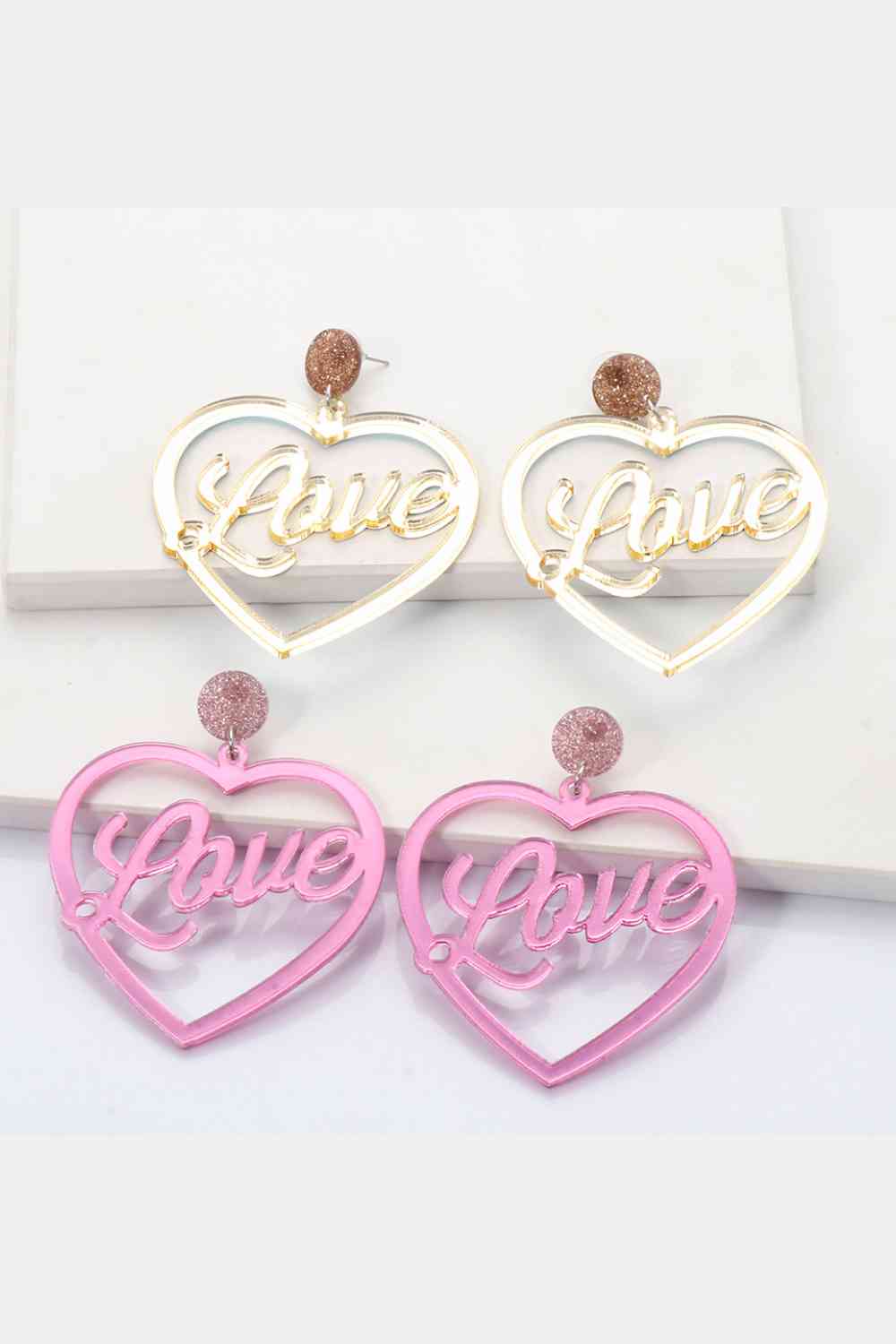 Heart Shape Acrylic Dangle Earrings - Charming Charlie