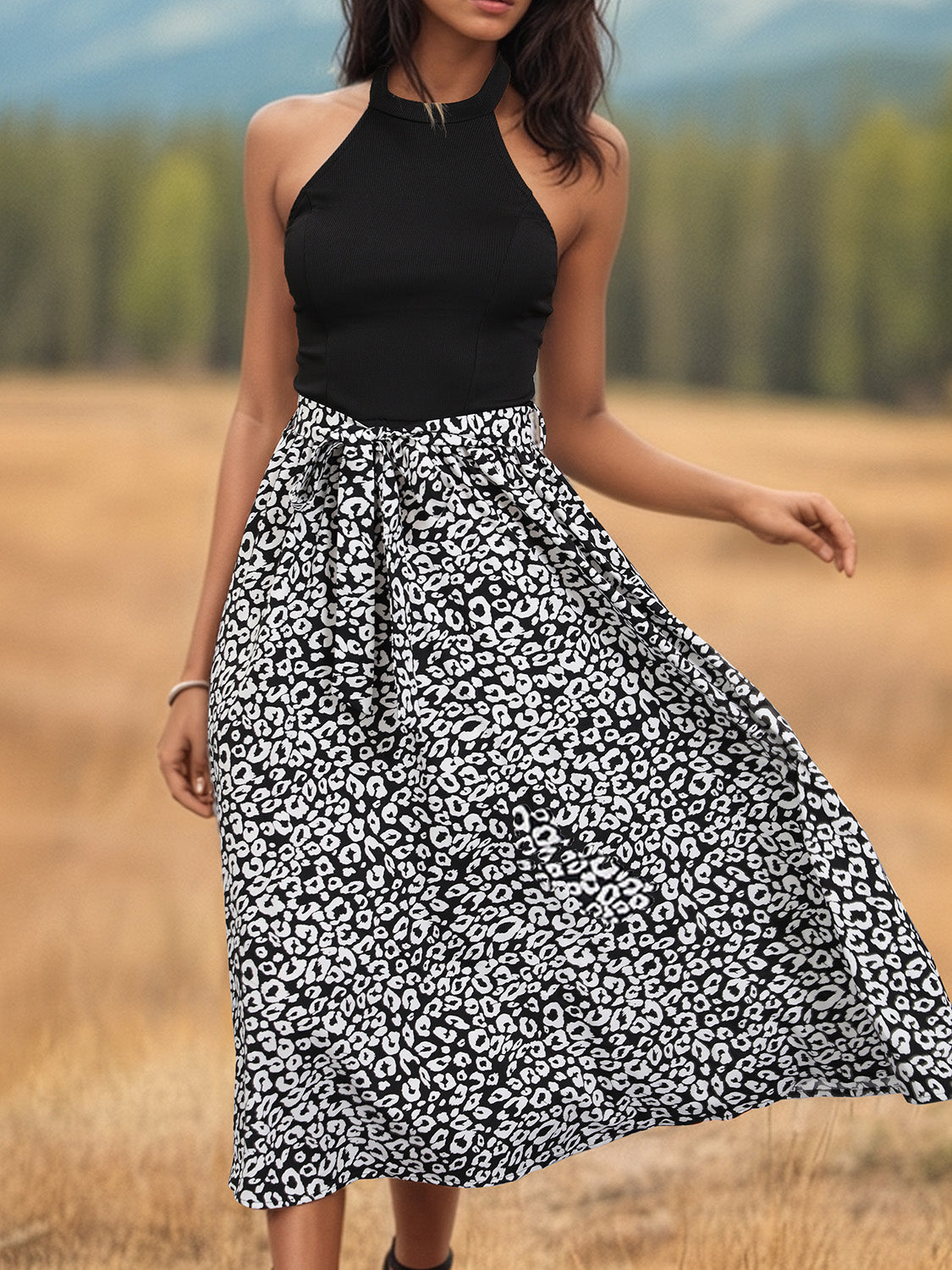 Leopard Halter Neck Midi Dress - Charming Charlie