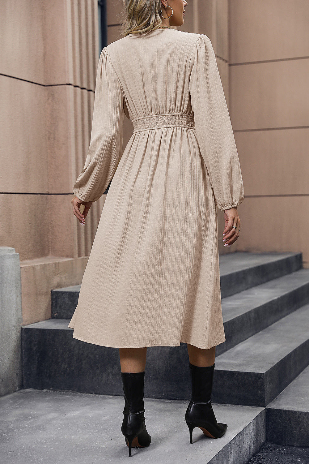 V-Neck Buttoned Slit Dress - Charming Charlie