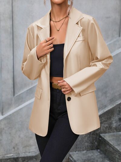 Pocketed Button Up Collared Neck Blazer - Charming Charlie