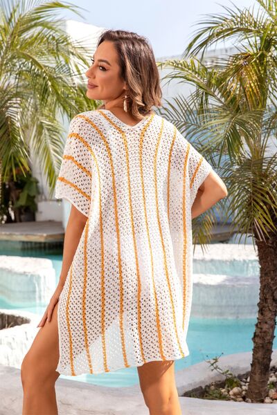 Openwork V-Neck Short Sleeve Cover Up - Charming Charlie