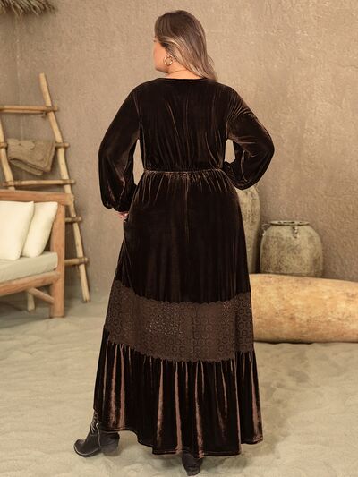 Plus Size V-Neck Balloon Sleeve Maxi Dress - Charming Charlie