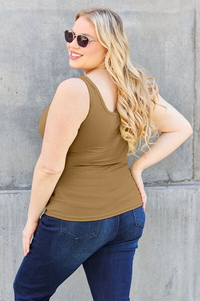 Basic Bae Full Size Square Neck Wide Strap Tank - Charming Charlie