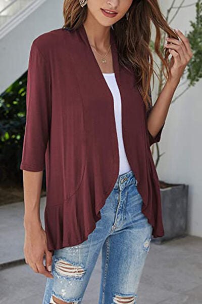 Open Front Three-Quarter Sleeve Cardigan - Charming Charlie