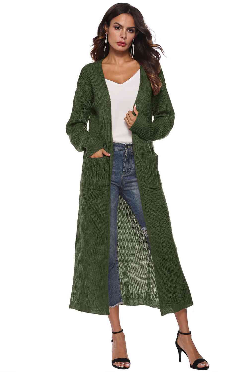 Long Sleeve Open Front Buttoned Cardigan - Charming Charlie