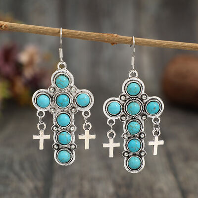 Artificial Turquoise Cross Shape Earrings - Charming Charlie