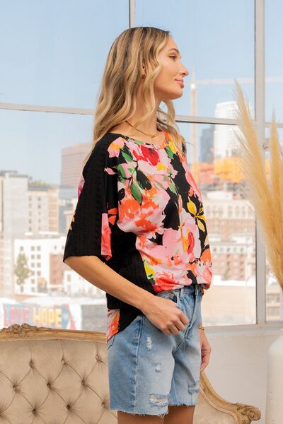 Sew In Love Full Size Floral Round Neck Short Sleeve T-Shirt - Charming Charlie