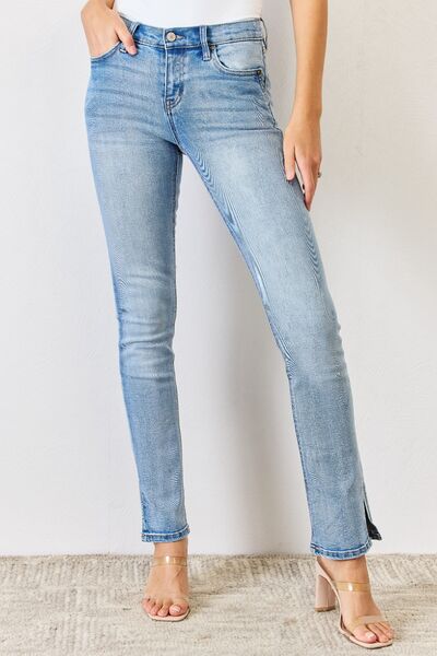 Kancan Full Size Mid Rise Y2K Slit Bootcut Jeans - Charming Charlie