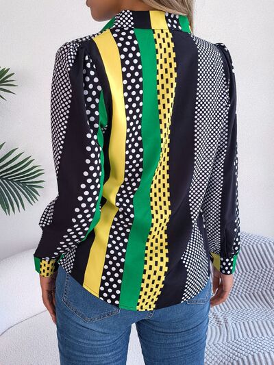 Polka Dot Contrast Long Sleeve Shirt - Charming Charlie