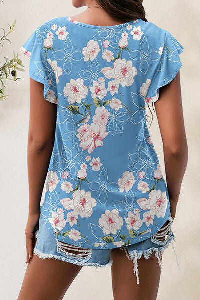 Printed Round Neck Short Sleeve T-Shirt - Charming Charlie