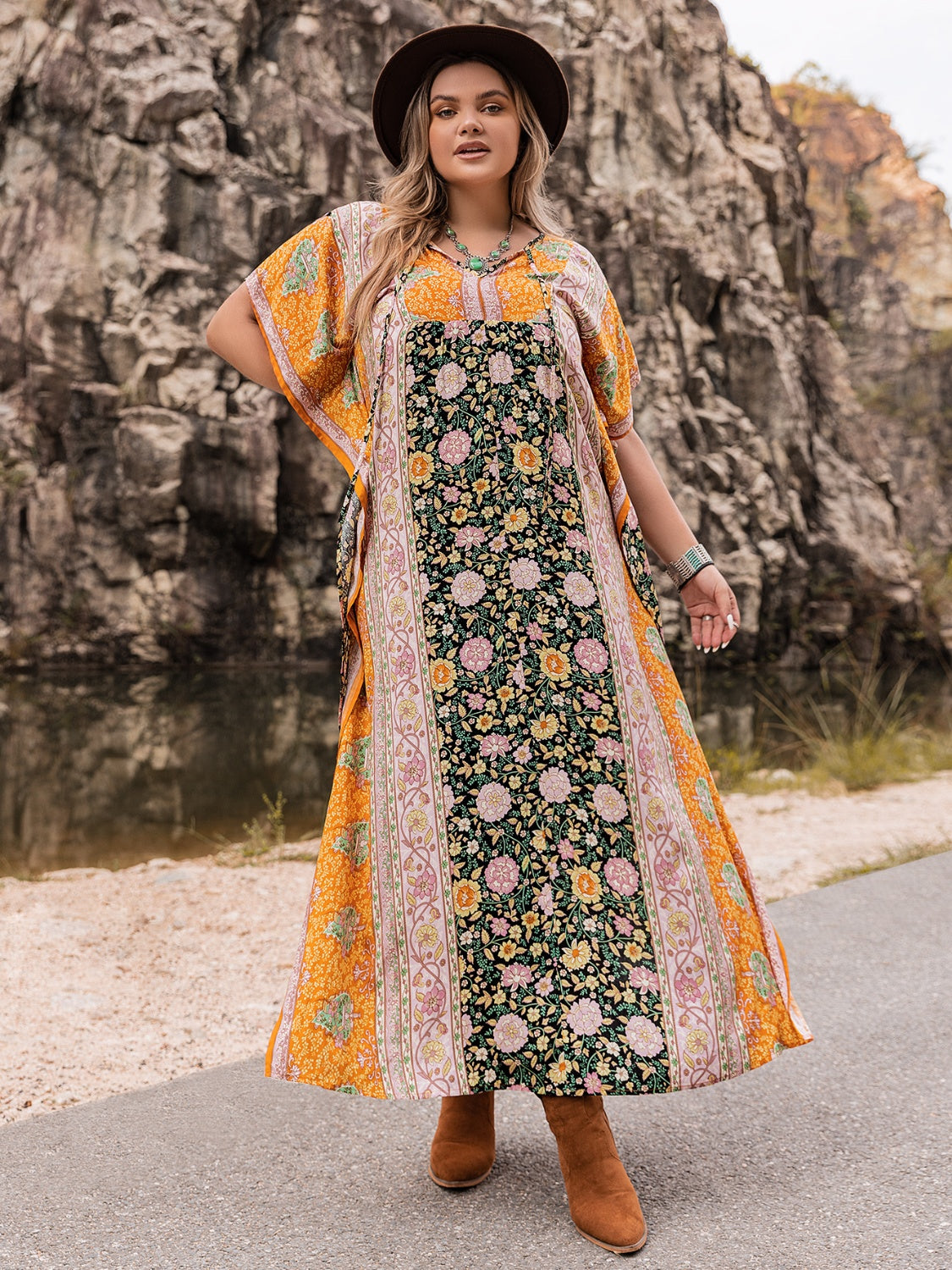 Plus Size Tie Neck Maxi Dress - Charming Charlie