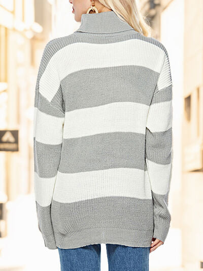 Striped Turtleneck Long Sleeve Sweater - Charming Charlie