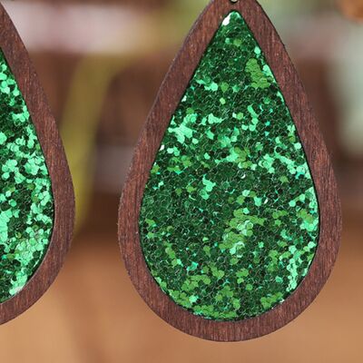 Sequin Wood Teardrop Earrings - Charming Charlie