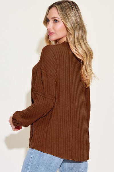Basic Bae Full Size Ribbed Round Neck Long Sleeve T-Shirt - Charming Charlie