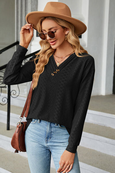 V-Neck Long Sleeve T-Shirt - Charming Charlie
