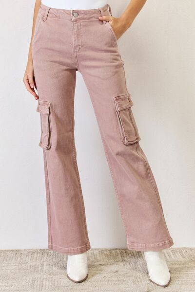 RISEN Full Size High Rise Cargo Wide Leg Jeans - Charming Charlie
