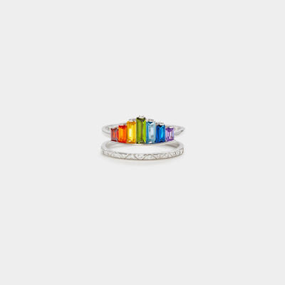 Zircon 925 Sterling Silver Double-Layered Ring - Charming Charlie