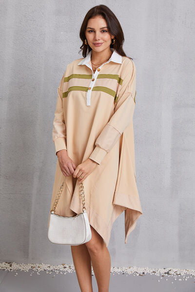 Half Button Handkerchief Hem Dress - Charming Charlie