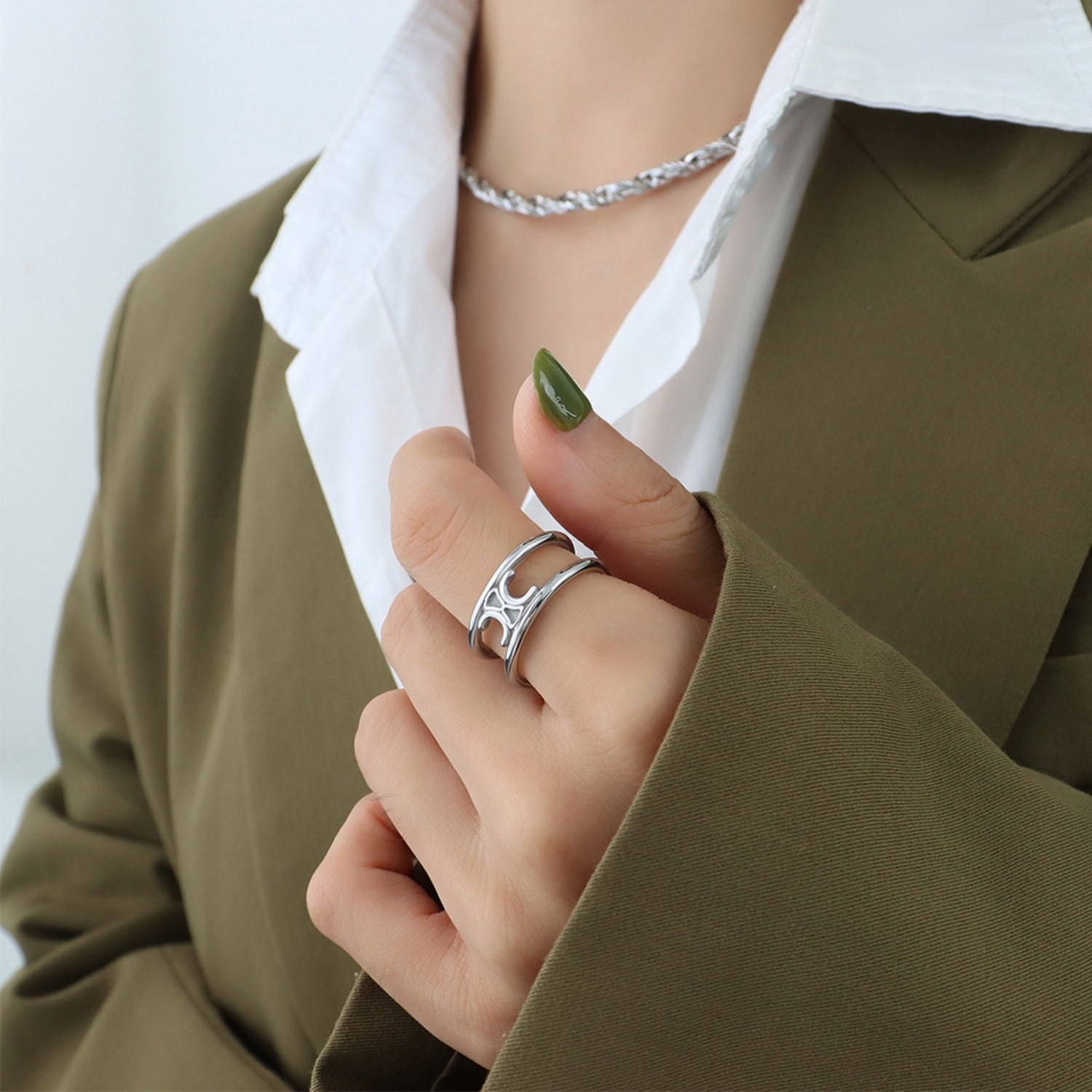 Titanium Steel Double-Layered Ring - Charming Charlie