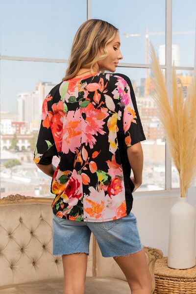 Sew In Love Full Size Floral Round Neck Short Sleeve T-Shirt - Charming Charlie