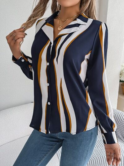 Printed Button Up Long Sleeve Shirt - Charming Charlie