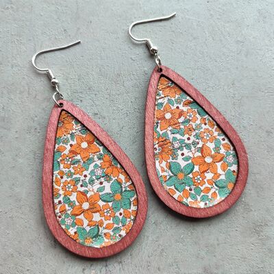 Floral Wood Teardrop Earrings - Charming Charlie