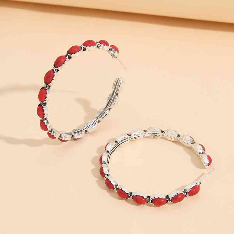 Artificial Turquoise C-Hoop Earrings - Charming Charlie