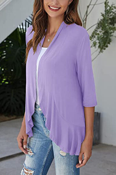 Open Front Three-Quarter Sleeve Cardigan - Charming Charlie