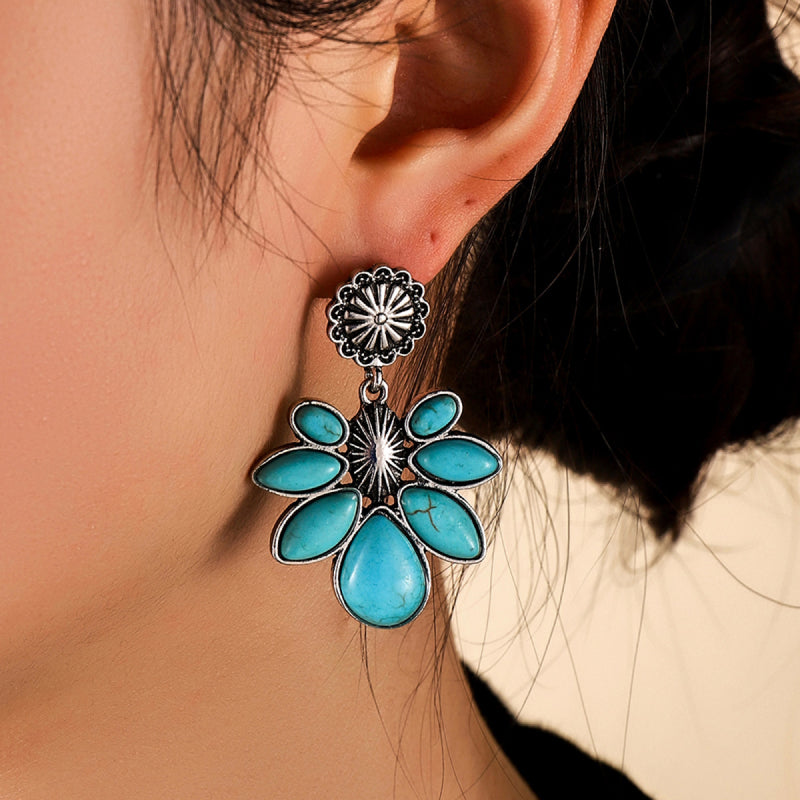 Artificial Turquoise Flower Earrings - Charming Charlie