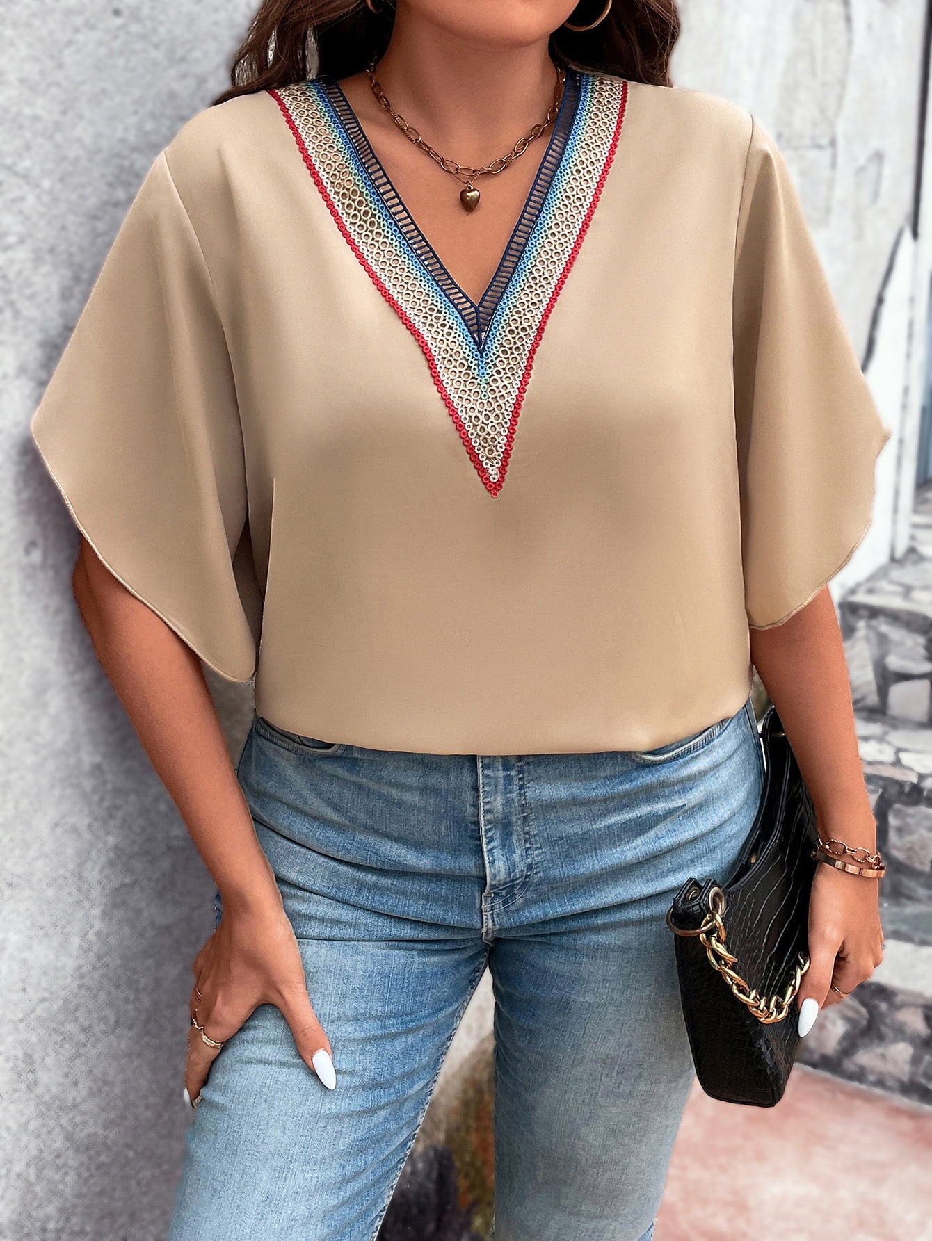 Plus Size V-Neck Flutter Sleeve Blouse - Charming Charlie
