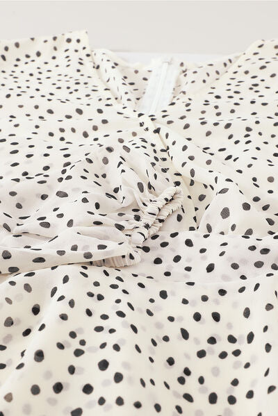 Tied Polka Dot Balloon Sleeve Layered Dress - Charming Charlie