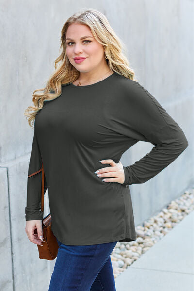 Basic Bae Full Size Round Neck Dropped Shoulder T-Shirt - Charming Charlie