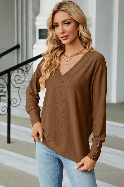 V-Neck Lantern Sleeve T-Shirt - Charming Charlie