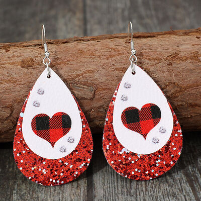 Heart Sequin Leather Teardrop Earrings - Charming Charlie
