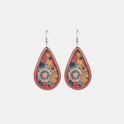 Floral Wood Teardrop Earrings - Charming Charlie