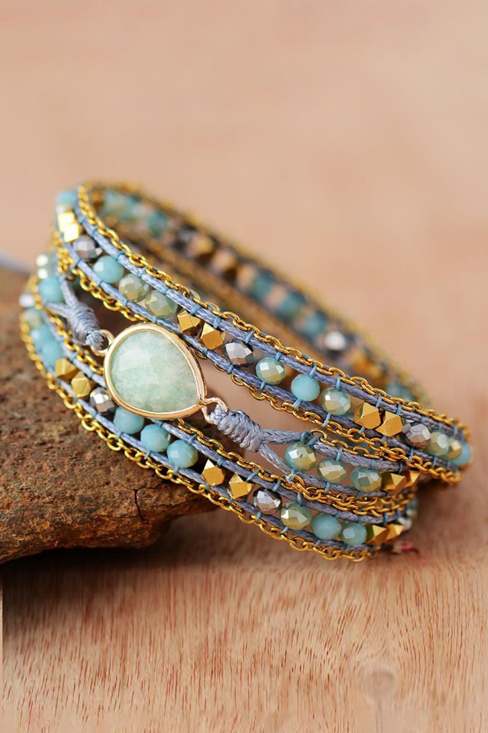 Handmade Teardrop Shape Triple Layer Beaded Bracelet - Charming Charlie
