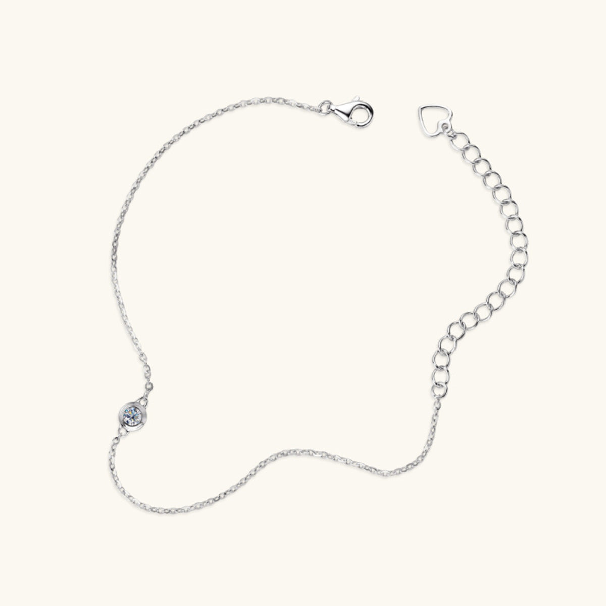 Inlaid Moissanite 925 Sterling Silver Bracelet - Charming Charlie