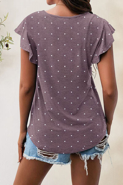 Printed Round Neck Short Sleeve T-Shirt - Charming Charlie