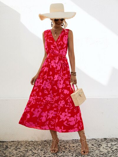 Tied Printed Surplice Tiered Dress - Charming Charlie