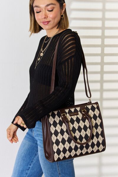 David Jones Argyle Pattern PU Leather Handbag - Charming Charlie