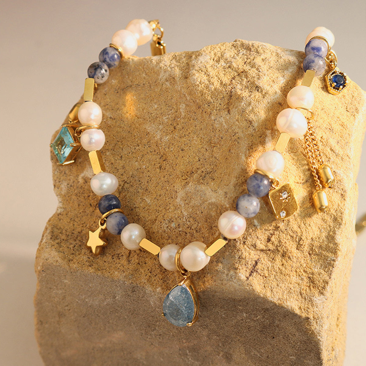 18K Gold-Plated Beaded Charm Necklace - Charming Charlie