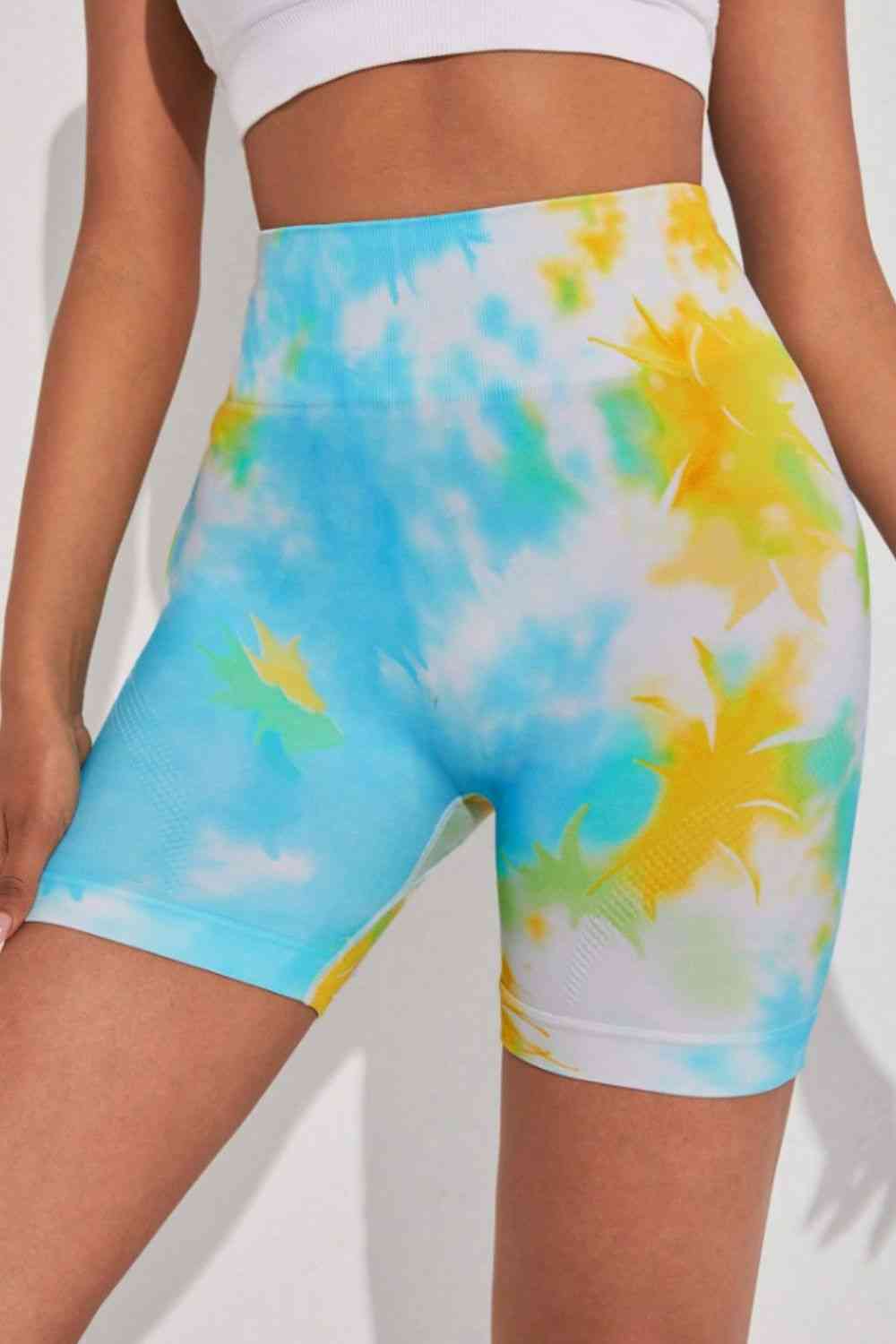 Tie-Dye Wide Waistband Sports Shorts - Charming Charlie