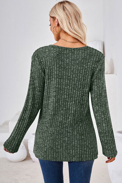 Round Neck Long Sleeve T-Shirt - Charming Charlie