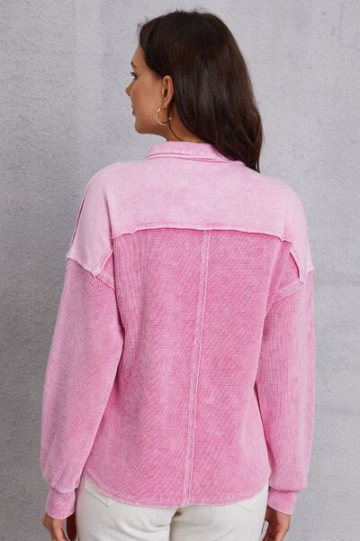 Quarter Button Dropped Shoulder Sweatshirt - Charming Charlie